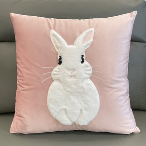 Soft Rabbit Pillow Cover Sofa Cushion Velvet Embroidered Pillow Girl's Heart Pink Cartoon Pillow Cover Cute - V.I.P Digital Presence