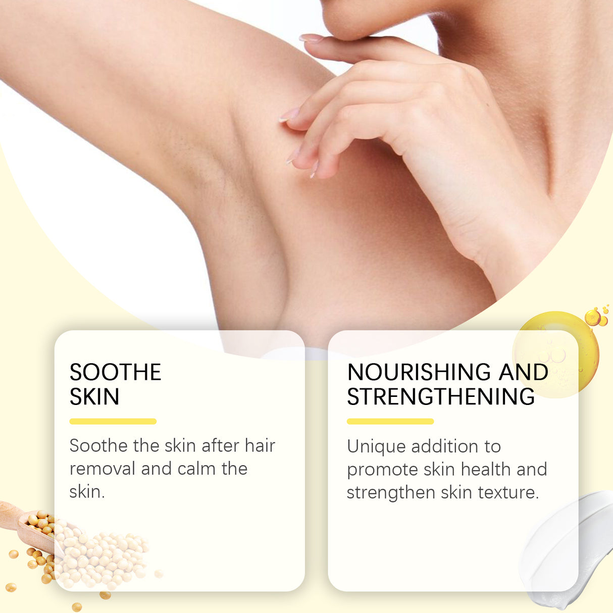 Crema depilatoria de soja suave y no irritante para todo el cuerpo. Aplicar crema depilatoria Pure Skin hidratante y suave.