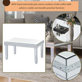The ON-TRANS stylish modern glass mirrored coffee table features a crystal design and adjustable height legs in silver - V.I.P Digital Presence