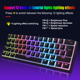 HXSJ new 61 key wired mechanical keyboard, blue axis pudding keycap, color backlit game, office and home use - V.I.P Digital Presence