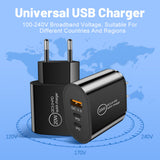 Cargador de teléfono móvil USB+2PD tipo C con múltiples puertos para viajes