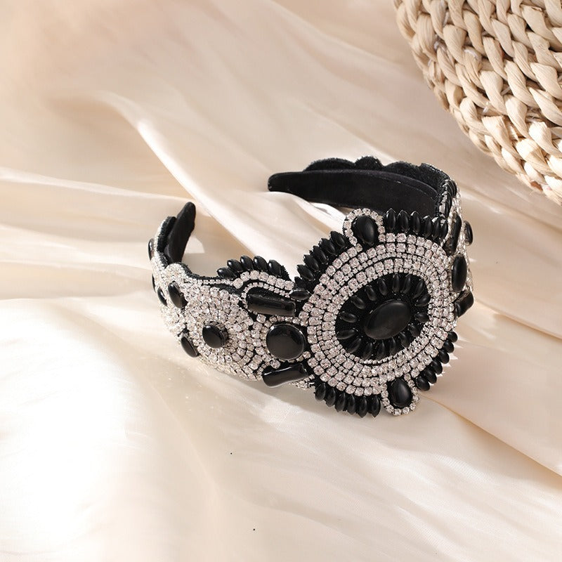 Full Sky Star Glass Diamond Wide Edge Vintage Hair Hoop - V.I.P Digital Presence