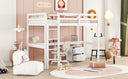 Twin Loft Wood Bed with Under-bed, Built-in Desk, a Storage Cabinet of 2 Drawers, Guardrails, Ladder,White - V.I.P Digital Presence