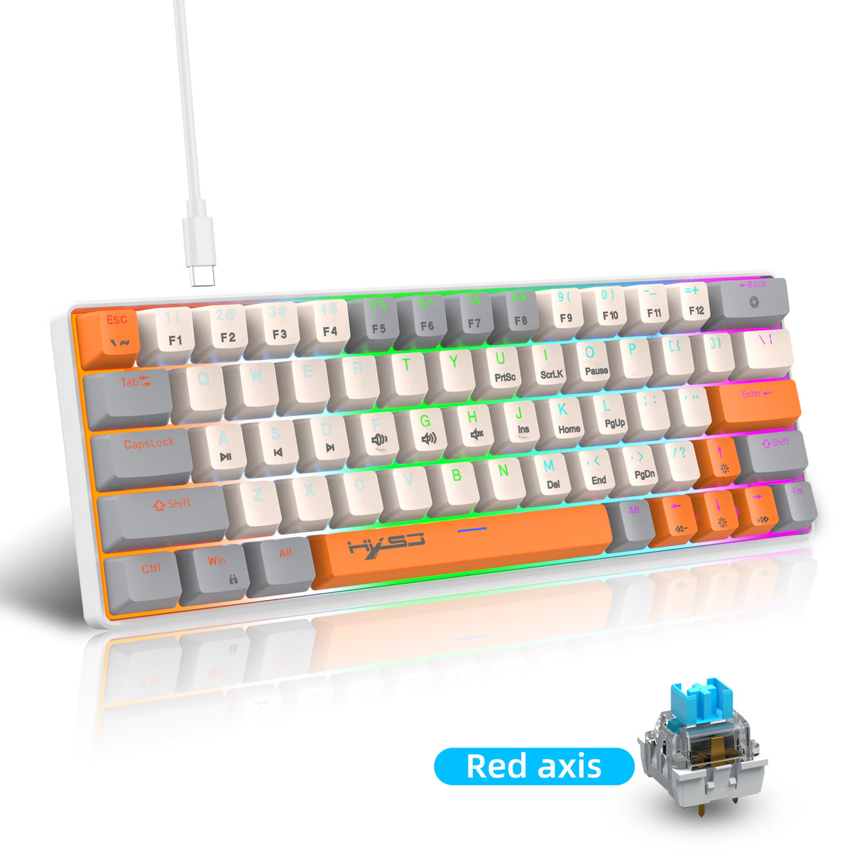 63 key portable 60% mechanical gaming keyboard RGB backlit compact mini gaming keyboard - V.I.P Digital Presence