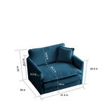 Comfy Deep Single Seat Sofa Upholstered Reading Armchair Living Room Chair Blue Chenille Fabric , 1 Toss Pillow - V.I.P Digital Presence