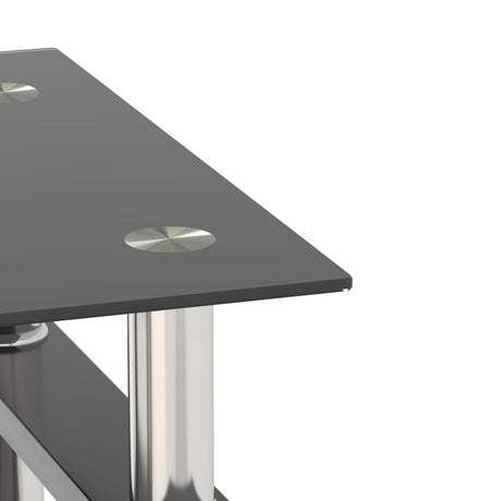 Set of 2, Modern Tempered Glass Tea Table Coffee Table End Table, Square Table for Living Room, Black - V.I.P Digital Presence