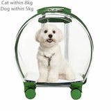 Rolling Pet Travel Trolley with Wheel, Transparent Capsule, Pink, Green, Puppies, Dogs, Cat Carriers Bag, 5-20Kg - V.I.P Digital Presence