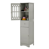 Tall Bathroom Cabinet, Freestanding Storage Cabinet with Drawer and Doors, MDF Board, Acrylic Door, Adjustable Shelf, Grey - V.I.P Digital Presence