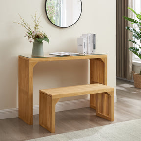 Dining Bench and Table, Pine Indoor Wood Bench for Entryway,Living Room,Kitchen and Bedroom Table (Nature, Long Bench & Table) - V.I.P Digital Presence