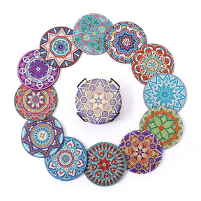 New DIY Diamond Painted Coaster Mat Set of 12 with Datura Pattern (Free Storage Shelf) - V.I.P Digital Presence
