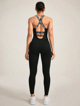 Crisscross Back Sleeveless Active Jumpsuit - V.I.P Digital Presence