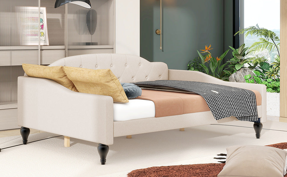 Full Size Upholstered Tufted Daybed Beige - V.I.P Digital Presence