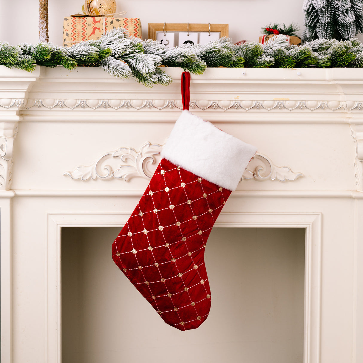 Christmas decoration supplies, high-end Christmas socks, red Christmas stockings, gift bags, tree hanging gift socks - V.I.P Digital Presence