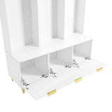 Large storage hall tree with bench, multifunctional storage platform, luxury clothes hanger equipped with 6 gold hooks - V.I.P Digital Presence