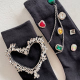 Summer and Spring European Luxury Love Diamond Black Chain Middle Tube Stacked Socks - V.I.P Digital Presence