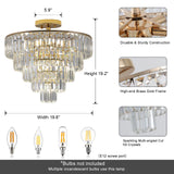 Gold Crystal Chandeliers,5-Tier Round Semi Flush Mount Chandelier Light Fixture,Large Contemporary Luxury Ceiling Lighting - V.I.P Digital Presence