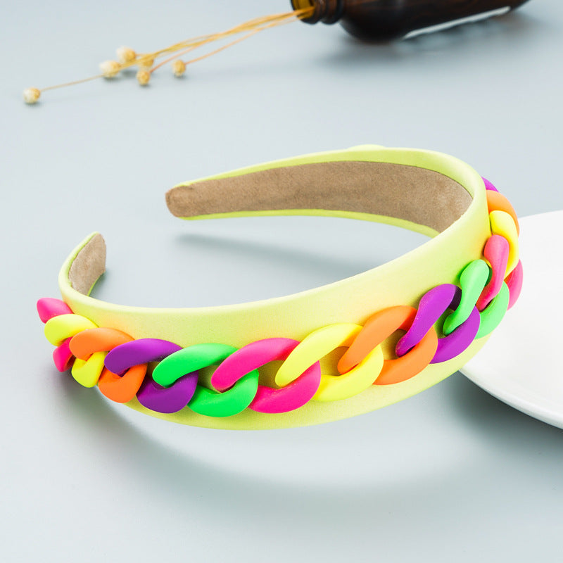 Headband New Fashion Personality Pastoral Style Female Wide-Brimmed Color Chain Decoration Macaron Color Headband - V.I.P Digital Presence