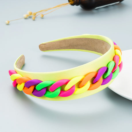 Headband New Fashion Personality Pastoral Style Female Wide-Brimmed Color Chain Decoration Macaron Color Headband - V.I.P Digital Presence