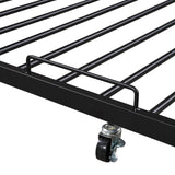 Queen Size Metal Platform Bed Frame with Trundle, USB Ports and Slat Support ,No Box Spring Needed Black - V.I.P Digital Presence