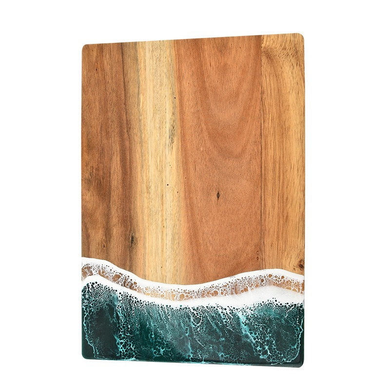Acacia Wood and New Resin Cutting Board Wave Spliced Design Kitchen Fruit and Steak Board for Chopping Rectangle Wooden Boards - V.I.P Digital Presence