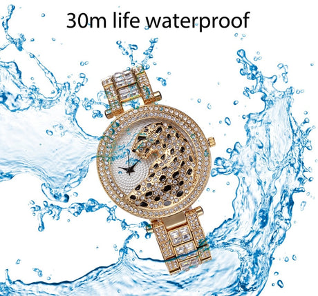 MISSFOX V227  Women Quartz Watch Fashion Bling Casual Ladies Watch Female Quartz Gold Watch Crystal Diamond Leopard For Women Clock - V.I.P Digital Presence
