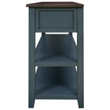 Retro Design Console Table with Two Open Shelves, Pine Solid Wood Frame and Legs for Living Room (Navy) - V.I.P Digital Presence