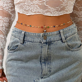 Bohemian style inlaid colorful crystal body chain ins style alloy versatile waist chain - V.I.P Digital Presence