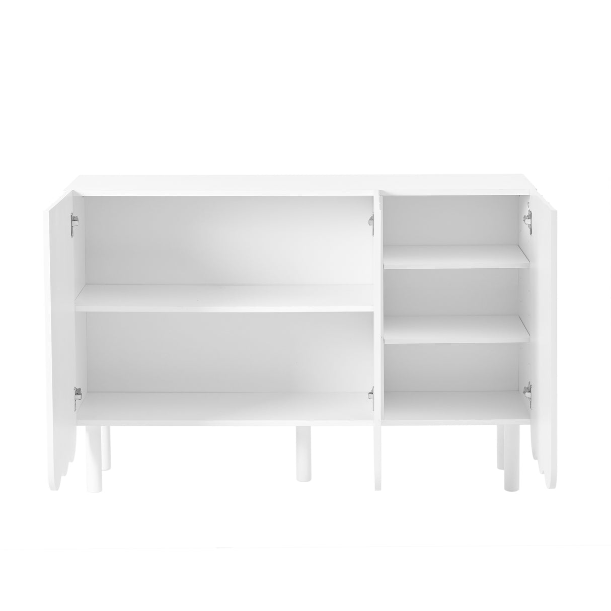 ON-TRANS Cream Style Shoe Cabinet with 5 Adjustable Solid Wood Legs, Large Storage Cabinet with Wave Doors, White - V.I.P Digital Presence