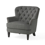 Modern grey fabric club chair and Ottoman set, stylish cushioned armchair, paired with Ottoman style - V.I.P Digital Presence