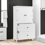 Bathroom Storage Cabinet, Cabinet with Two Doors and Drawers, Adjustable Shelf, MDF Board, White - V.I.P Digital Presence