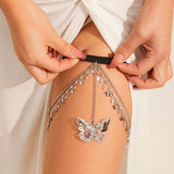 JK Pure Desire Wind Sexy Elastic Leg Chain Cross border Jewelry Green Painted Butterfly Tassel Leg Chain - V.I.P Digital Presence