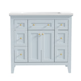 36 inch bathroom vanity with resin sink combination set with 6 drawers and 2 cabinets, storage cabinet vanity set, light blue - V.I.P Digital Presence