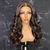 Ladies Wig Natural Buckle Wig Black Big Wave Chemical Fiber Front Lace Long Curly Hair High Temperature Silk Headgear - V.I.P Digital Presence