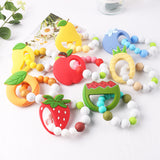 Pulsera de frutas con dibujos animados para bebé, pulsera molar, juguete de dentición para bebé, masticable, chicle 