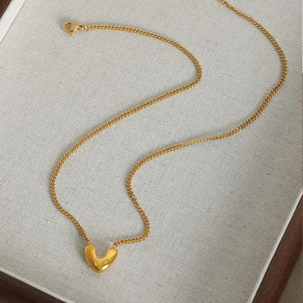 Gold-Plated Heart Pendant Necklace - V.I.P Digital Presence