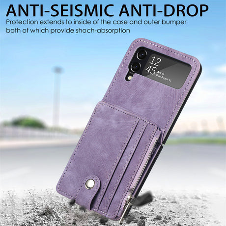 Suitable for Samsung Galaxy Z Flip4 folding phone case zipper card insertion protective cover Z Flip3 flip cover - V.I.P Digital Presence