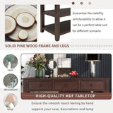 Retro Design Console Table with Two Open Shelves, Pine Solid Wood Frame and Legs for Living Room (Espresso) - V.I.P Digital Presence