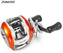 Carrete de pesca YUMOSHI para zurdos y diestros, 12+1BB, 6,3:1, freno magnético, rueda de caída de agua, bobina