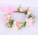 Spring flower wreath, fresh simulation flower headdress, green plants, flowers, crown, bride's vacation, wedding headdress, flow - V.I.P Digital Presence
