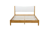 Queen Size Rubber Wooden , Solid Wooden Bed with Teddy Velvet Cushion Upholstered Headboard, Enhanced by Support Feet - V.I.P Digital Presence