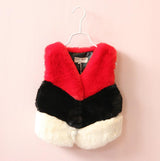 Melario Outerwear &amp; Coats Nueva Moda Otoño Invierno Chaleco Grueso y Cálido de Piel Sintética Lindo Chaleco de Cuello en V de Piel con Retazos Ropa para Niñas 