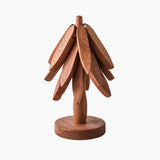 Wooden Christmas Tree Folding Coaster Black Walnut Thick Seat Adiabatic Pad For Kitchen Desktop Decoration Housewarming Gift - V.I.P Digital Presence