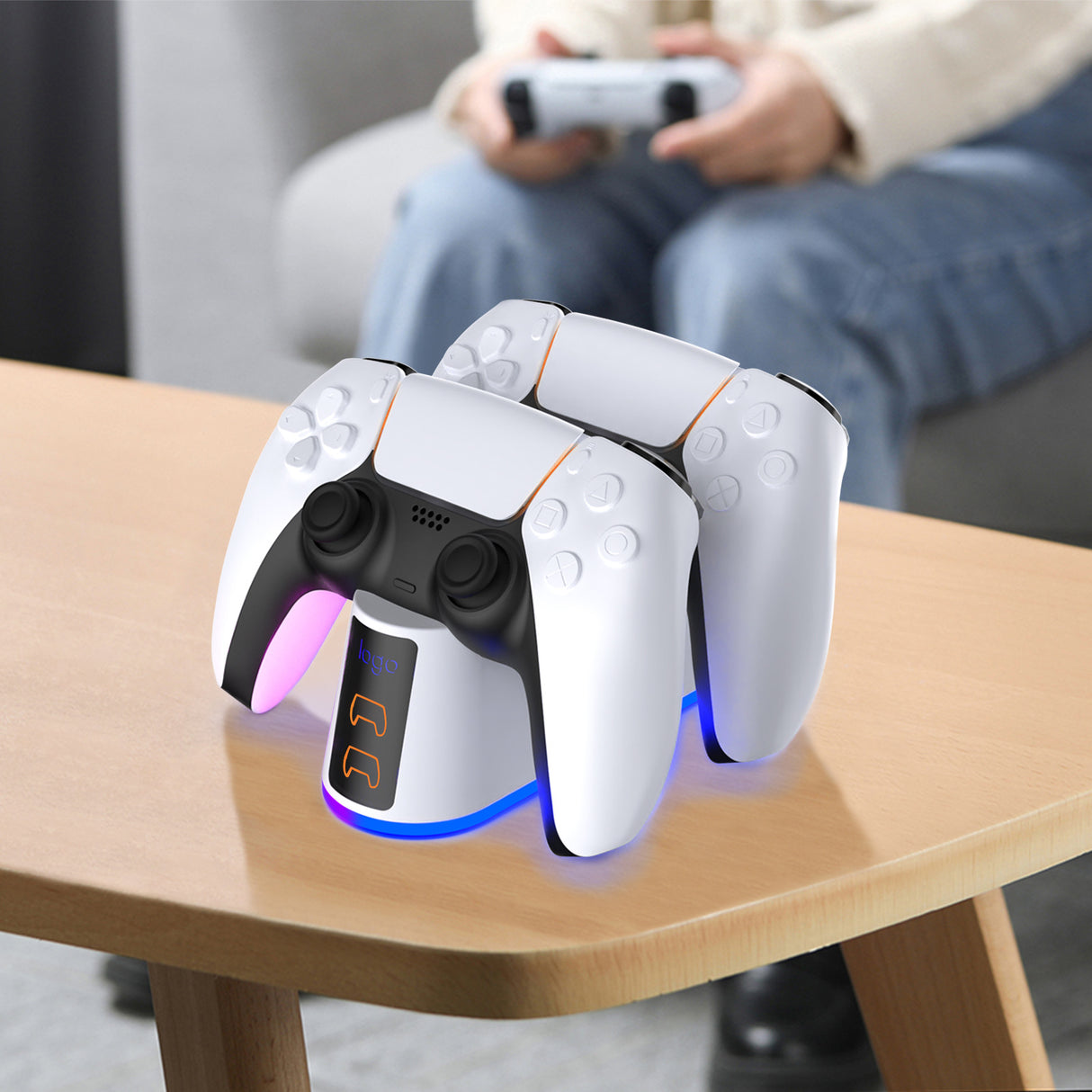 PS5 SLIM controller charger RGB seven color luminous base contact dual fast charging base charging game peripheral accessories - V.I.P Digital Presence