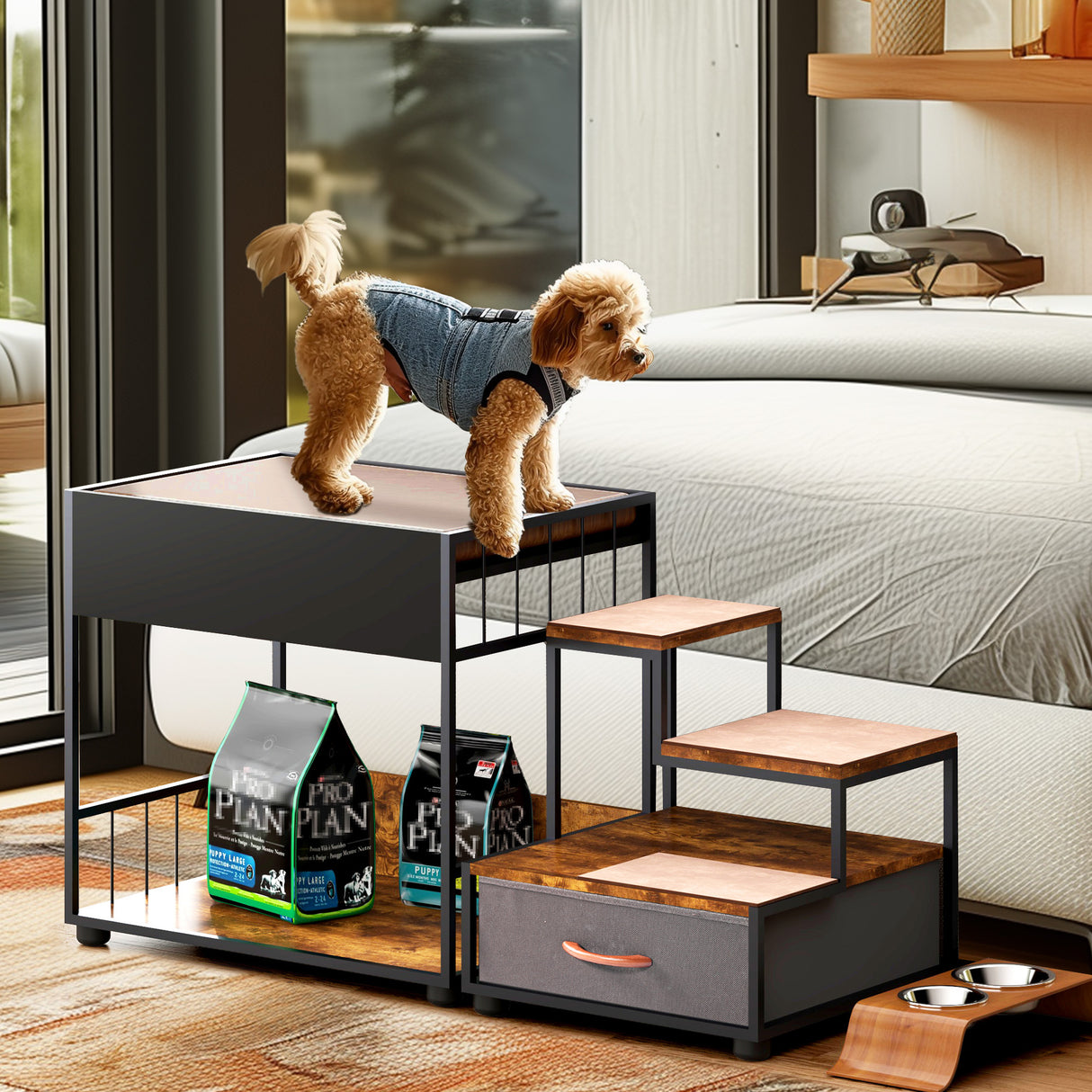 et Step Window Perch,Bunk Beds Window Perch for Dogs Bedside Lounge Elevated Dog Bed Multi-Level Platform with sponge Vintage - V.I.P Digital Presence