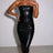 Women's Solid Color PU Leather Sexy Strapless Waist-Cinching Bodycon Dress - V.I.P Digital Presence