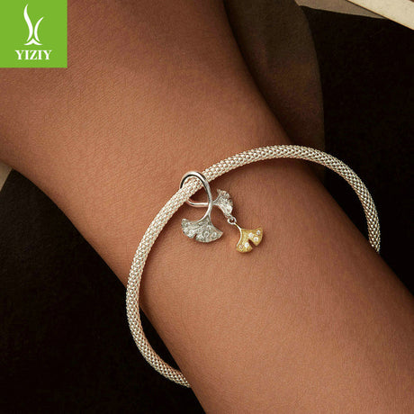 Silver Charm Original Autumn Forest Ginkgo Leaf DIY Pendant Accessories Color coded Electroplated Leaves s925 Pure Silver Beads - V.I.P Digital Presence
