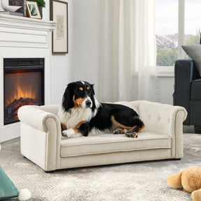 Elegant Rectangle Pet Bed for Medium and Large Dogs, Durable Elevated Dog Sofa Bed, Comfortable Dog Couch Beige - V.I.P Digital Presence