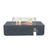 52 Inch Outdoor Concrete Propane gas rectangle Fire Pit table in Dark Gray color - V.I.P Digital Presence
