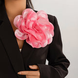 Hot selling satin fabric exaggerated large flower brooch duckbill clip dual-purpose rose chest flower pin - V.I.P Digital Presence