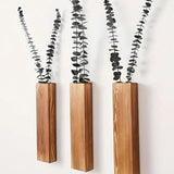 Wooden wall vase dried flower decoration green plant container pine wood wall hanging vase - V.I.P Digital Presence
